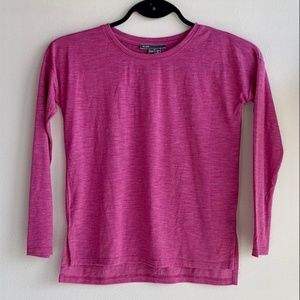 Vince Kid's Space Dyed Side Split Long Sleeve Crew, Fuchsia SIZE S NWT